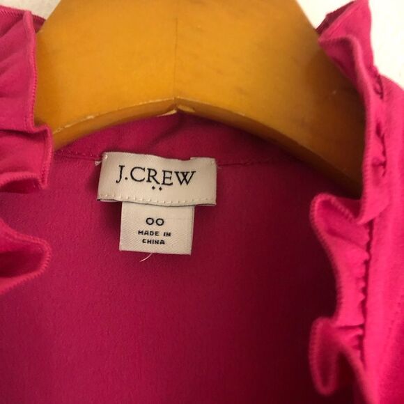 J Crew Pink Ruffle-trim crepe sleeveless  tank top  size 00 - Picture 4 of 6